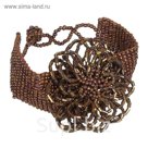 Браслет из бисера "Цветок" графиня, цвет коричневый