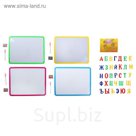 Доска магнитная, двухсторонняя, русский алфавит, маркер, стиралка, цвета МИКС