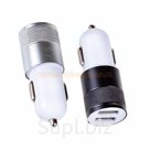 Автомобильное з/у (2.1A - 2 USB) адаптер с рифлёной металлической вставкой