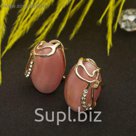 Серьги "Овал" сплетение, цвет розовый в розовом золоте