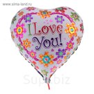 Шар фольгированный Сердце 16" в цветочках