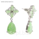 Серьги "Циркон" royal, крест и капля, цвет травяной