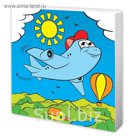 Роспись по холсту "Самолётик", 15 х 15 см + пайетки