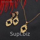 Гарнитур 2 предмета: серьги кулон "Арабика" ромбы, цвет бело-чёрный в золоте, 42см