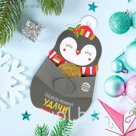 Шоколадная монета на фигурной открытке "Удачи"