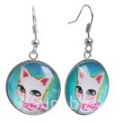 Серьги из стекла Candy кошечка цветные в серебре