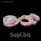 Лента атласная "Цветы", 25мм, 23±1м, №179, цвет серый