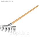 Грабли прямые, повёрнутый зуб, 10 зубцов, нержавейка, деревянный черенок