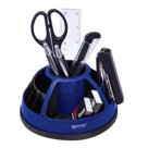 Канцелярский набор BRAUBERG, 10 предметов, круглое основание, вращающаяся конструкция, черный/синий, блистер