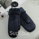 Варежки женские безразмерные подклад искусственный мех цвет синий