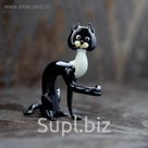 Сувенир из стекла средняя "Кот", чёрный, микс, 4,5 х 8,5 х 7 см