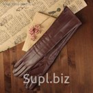 Перчатки женские, длинные, размер 7.5, с подкладом, цвет бордовый