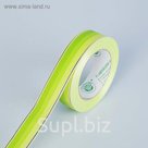 Лента для декора и подарков с золотой полоской, салатовая, 3 см х 50 м