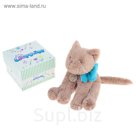 Мягкая игрушка "Кот", 30см, светло-коричневый/бирюзовый