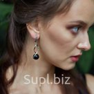 Серьги спираль Агат черный
