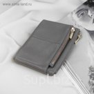 Кошелёк женский, отдел на молнии, для монет, наружный карман, с кольцом, цвет серый