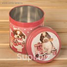 Банка для сыпучих продуктов 800 мл "Щенки розовые" круглая, d=9,9 см, высота 11 см