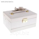 Шкатулка кожзам для украшений "Роза" белоснежная 11,5х23х17 см