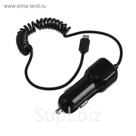 Автомобильное зарядное устройство Luazon LCC-21,  microUSB, 1A, USB, чёрный