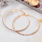 Серьги-кольца Princess дорожка, цвет белый в золоте, d=6 см