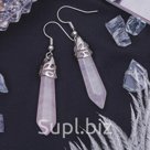 Серьги маятник Кварц розовый