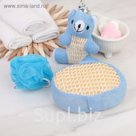 Набор банный 3 предмета: игрушка-мочалка, губка, мочалка, цвет синий