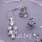 Гарнитур 2 предмета серьги кулон Циркон изыск веточка цвет белый в серебре 45 см