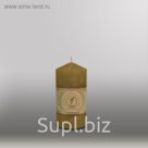 Свеча цилиндр с конусом "Мрамор", 70x127мм,  оливковый