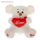 Мягкая игрушка "Мышка", на сердце, лапках надпись, цвета МИКС