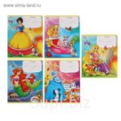 Тетрадь 18 листов клетка "Волшебные принцессы", обложка картон хромэрзац, 5 видов МИКС