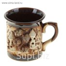 Чашка "Круглая", декорированная глиной, 0,3 л