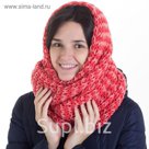 Шарф хомут "Разноцветная нить", размер 25х120 см, цвет коралловый