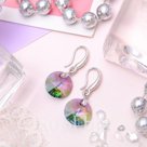 Серьги с кристаллами Элит макси цвет бензиновый в серебре