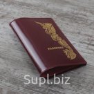 Обложка для паспорта "Русские узоры", шик, цвет вишнёвый