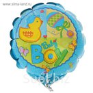 Шар фольгированный 4" Happy Birthday "Малыш мальчик", круг, для палочки