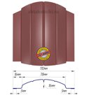 Металлический штакетник (евроштакетник) полукруглый 110мм RAL 3011 Красно-Коричневый