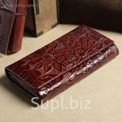 Кошелёк женский, 3 отдела, для монет, для карт, наружный карман, цвет коричневый