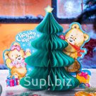 Ёлка гофрированная "С новым годом" (мишки),