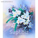Алмазная вышивка с частичным заполнением "Цветы с бабочкой" с подставкой