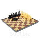 Настольная игра набор 2 в 1 Баталия шашки шахматы доска пластик 26х26см