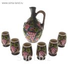 Штоф с рюмками "Лоза" чёрная глазурь, розовый виноград, 7 предметов, 0,7 л