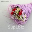Салфетка Круглая, лён с бахромой сиреневый