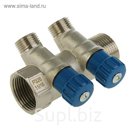 Коллектор ProFactor, с вентилями, 1" х 1/2" 2 выхода