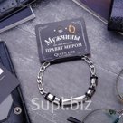 Браслет мужской "Брутал" цепь, цвет чёрный в серебре