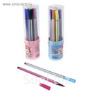 Фломастеры 12 цветов Полоска в пластиковом тубусе,МИКС,вентилируемый колпачок