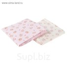 Пеленка, размер 130x90 см - 2шт, фланель, цветная
