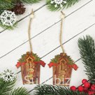 Подвеска новогодняя "Снеговичок в домике", набор 2 шт.