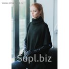 Пончо с воротом (кардиган) 76х140 см, чёрно-зелёный, акрил 100%