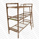 КРОВАТЬ МЕТАЛЛИЧЕСКАЯ ТРЕХЪЯРУСНАЯ УСИЛЕННАЯ С ОГРАНИЧИТЕЛЯМИ И ЛЕСТНИЦЕЙ 190Х70 СЕТКА СВАРНАЯ 100Х50ММ 'КТ-11'