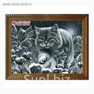 Картина стразами "Кот на заборе"